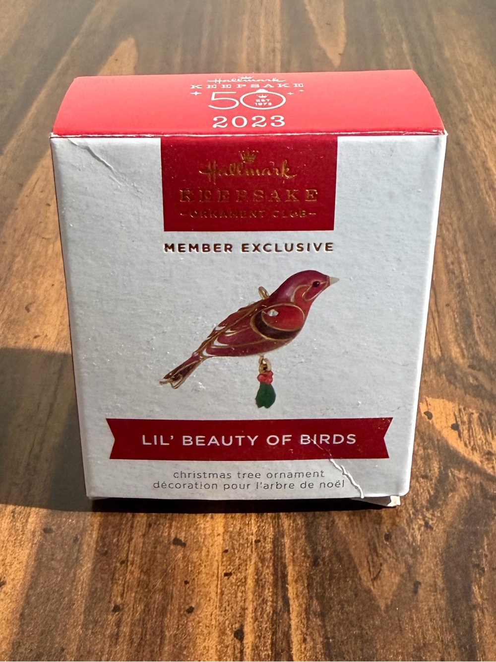 Hallmark Red and Gold Lil' Beauty of Birds Ornament Box